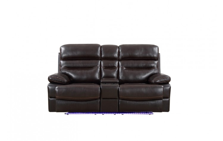 9442 - Brown Power Reclining Console Loveseat
