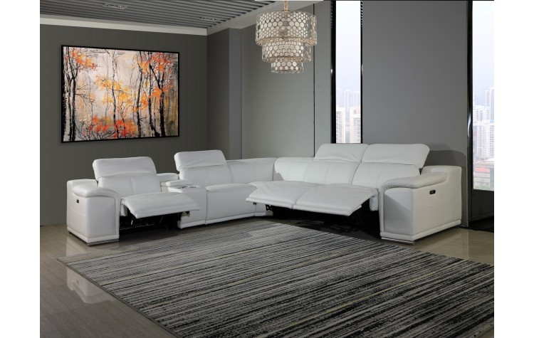 9762 - White 3-Power Reclining 6PC Sectional w/ 1-Console