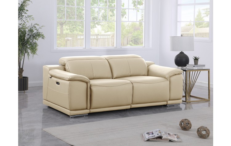 9762 DivanItalia Beige Top Grain Italian Leather Modular Loveseat