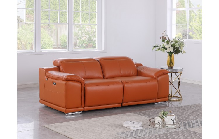 9762 DivanItalia Camel Top Grain Italian Leather Modular Loveseat