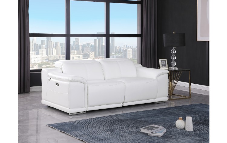 9762 DivanItalia White Top Grain Italian Leather Modular Loveseat