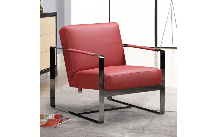 C67 - Red Leather Accent Chair 