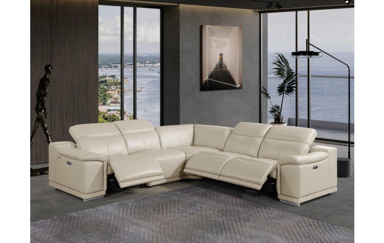 9762 - CREAM 3-Power Reclining 5PC Sectional