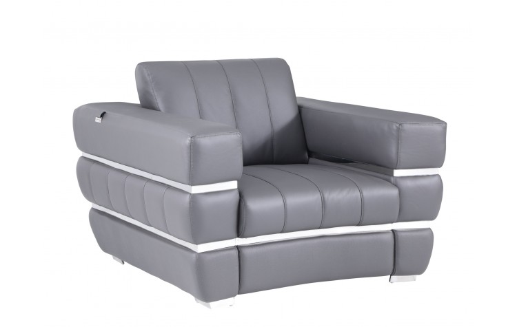 904 - Dark Gray Italian Leather Chair