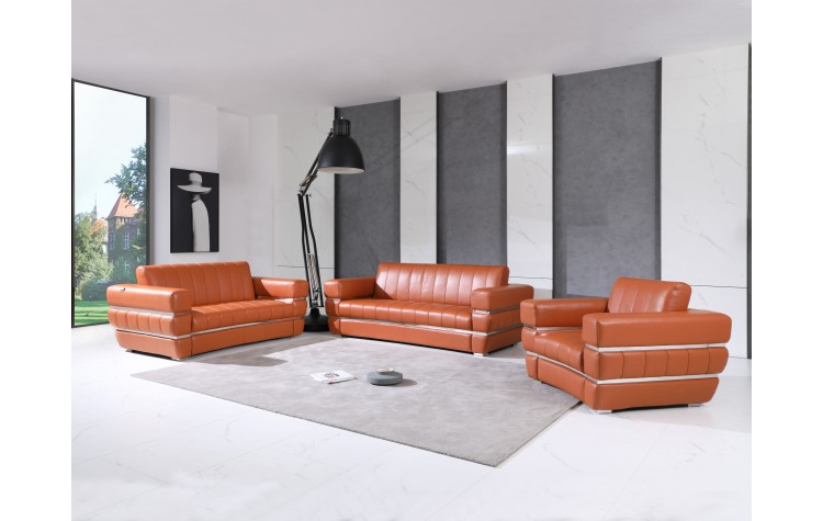 904 - Camel Italian Leather Sofa Set