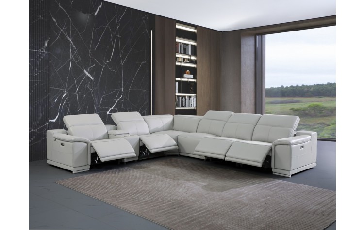9762 - Light Gray 4-Power Reclining 7PC Sectional w/ 1-Console