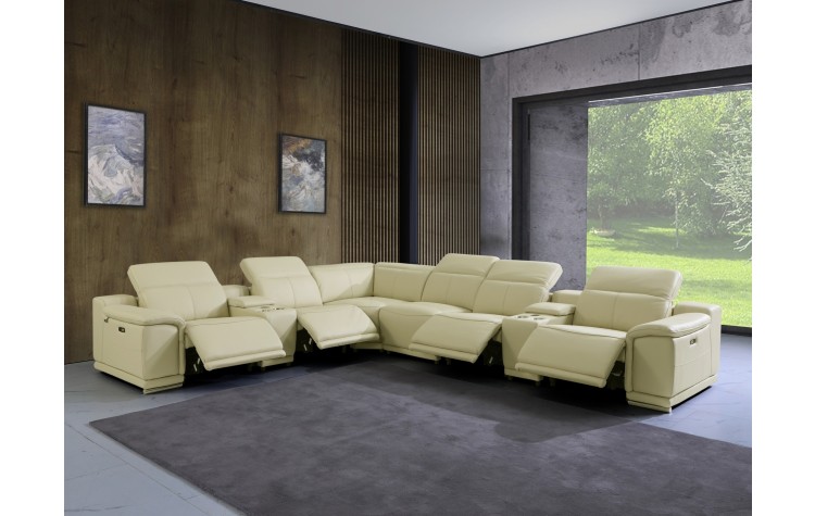 9762 - Beige 4-Power Reclining 8PC Sectional /w 2-Consoles