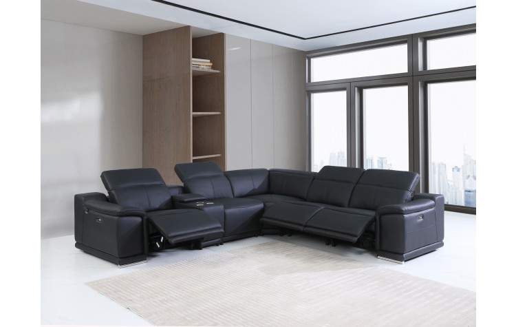 9762 - Black 3-Power Reclining 6PC Sectional w/ 1-Console
