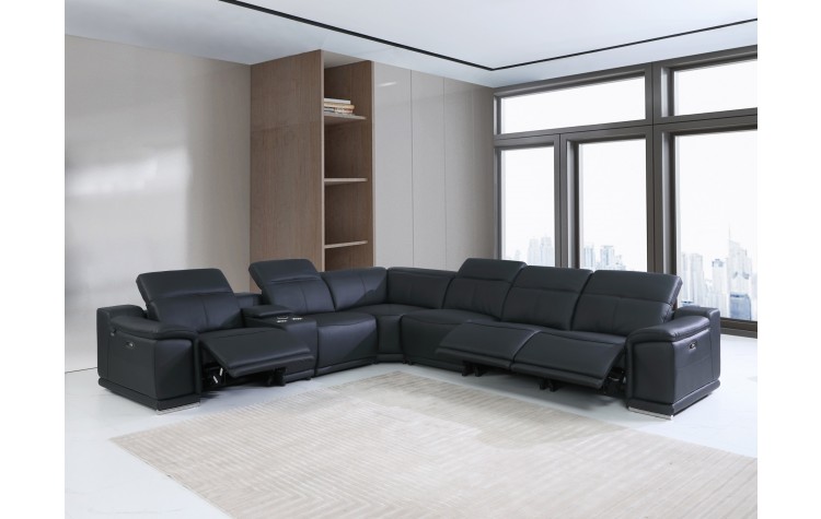9762 - Black 3-Power Reclining 7PC Sectional w/ 1-Console