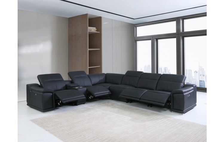 9762 - Black 4-Power Reclining 7PC Sectional w/ 1-Console