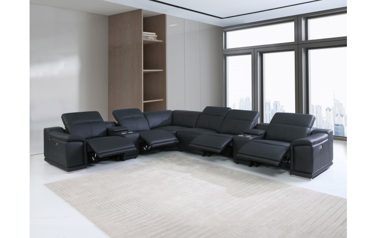 9762 - Black 4-Power Reclining 8PC Sectional /w 2-Consoles
