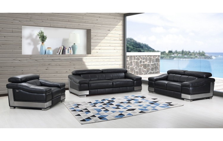 415 - Black Sofa Set