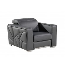 1120 - Global United Dark Grey Top Grain Italian Leather Chair