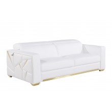 1120 - Global United White Top Grain Italian Leather Sofa