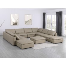 DivanItalia 1100 Beige 11-Piece Sectional with Chaise - Upholstered in Top-Grain Italian Leather