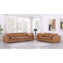 DivanItalia 1100 Cognac 2-Piece Sofa Set - Upholstered in Top-Grain Italian Leather
