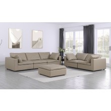DivanItalia 1100 Beige 2-Piece Sofa Set with Ottoman - Upholstered in Top-Grain Italian Leather