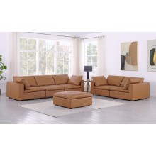 DivanItalia 1100 Cognac 2-Piece Sofa Set with Ottoman - Upholstered in Top-Grain Italian Leather
