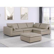DivanItalia 1100 Beige 5-Piece 3-Seat Right Arm Facing Sectional - Upholstered in Top-Grain Italian Leather