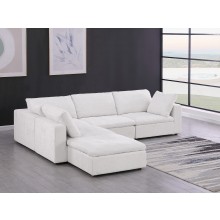 DivanItalia 1100 Light Grey 5-Piece 4-Seat Left Arm Facing Sectional - Upholstered in Genuine Belfast Fabric