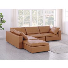 DivanItalia 1100 Cognac 5-Piece 4-Seat Left Arm Facing Sectional - Upholstered in Top-Grain Italian Leather