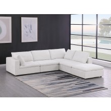 DivanItalia 1100 Light Grey 5-Piece 4-Seat Right Arm Facing Sectional - Upholstered in Genuine Belfast Fabric
