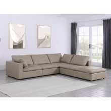 DivanItalia 1100 Beige 5-Piece 4-Seat Right Arm Facing Sectional - Upholstered in Top-Grain Italian Leather