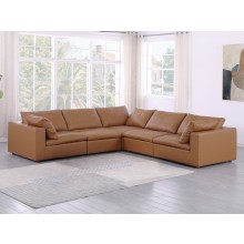 DivanItalia 1100 Cognac 5-Piece Sectional - Upholstered in Top-Grain Italian Leather