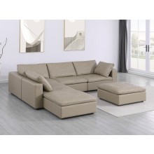 DivanItalia 1100 Beige 6-Piece Left Arm Facing Sectional - Upholstered in Top-Grain Italian Leather