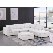 DivanItalia 1100 Light Grey 6-Piece Right Arm Facing Sectional - Upholstered in Genuine Belfast Fabric