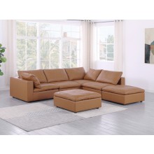 DivanItalia 1100 Cognac 6-Piece Right Arm Facing Sectional - Upholstered in Top-Grain Italian Leather