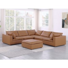 DivanItalia 1100 Cognac 6-Piece Sectional - Upholstered in Top-Grain Italian Leather