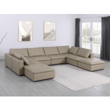 DivanItalia 1100 Beige 8-Piece Sectional with Chaise - Upholstered in Top-Grain Italian Leather