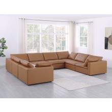 DivanItalia 1100 Cognac 8-Piece Sectional - Upholstered in Top-Grain Italian Leather