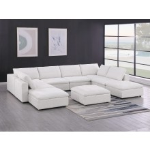 DivanItalia 1100 Light Grey 9-Piece Sectional with Chaise - Upholstered in Genuine Belfast Fabric