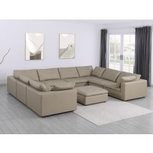 DivanItalia 1100 Beige 9-Piece Sectional - Upholstered in Top-Grain Italian Leather