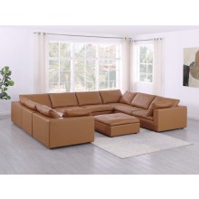 DivanItalia 1100 Cognac 9-Piece Sectional - Upholstered in Top-Grain Italian Leather