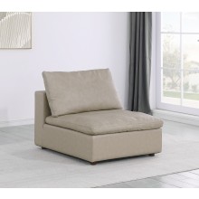 DivanItalia 1100 Beige Armless Chair - Upholstered in Top-Grain Italian Leather