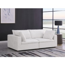 DivanItalia 1100 Light Grey Modular Loveseat - Upholstered in Genuine Belfast Fabric