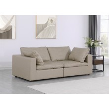DivanItalia 1100 Beige Modular Loveseat - Upholstered in Top-Grain Italian Leather