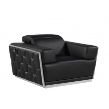 1111 - Global United Black Top Grain Italian Leather Chair