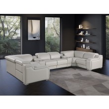 1116 DivanItalia Light Gray 8-Piece Sectional with 2 Power Recliners and Power Headrests