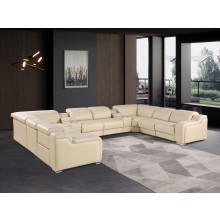 1116 DivanItalia Beige 10-Piece Sectional with 4 Power Recliners and Power Headrests