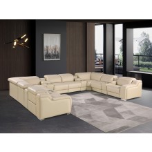 1116 DivanItalia Beige 12-Piece Sectional with 4 Power Recliners and Power Headrests
