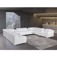 1116 DivanItalia White 12-Piece Sectional with 4 Power Recliners and Power Headrests