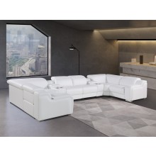 1116 DivanItalia White 8-Piece Sectional with 2 Power Recliners and Power Headrests