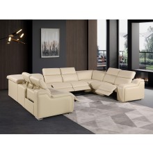 1116 DivanItalia Beige 8-Piece Sectional with 4 Power Recliners and Power Headrests (No Consoles)