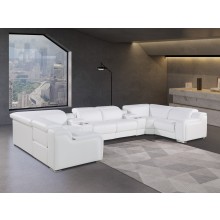 1116 DivanItalia White 8-Piece Sectional with 4 Power Recliners and Power Headrests