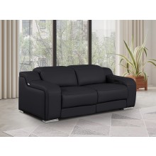1116 DivanItalia Black Top Grain Italian Leather Loveseat with Power Headrest
