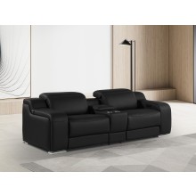1116 DivanItalia Black Modular Power Reclining Loveseat with Power Headrest